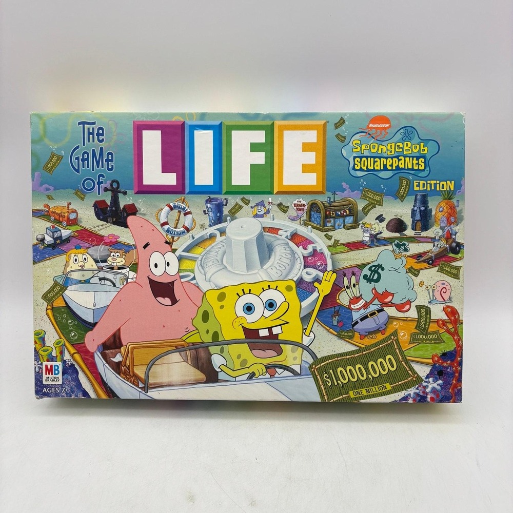 The Game of Life SpongeBob SquarePants Edition 2005 Board Game COMPLETE MB